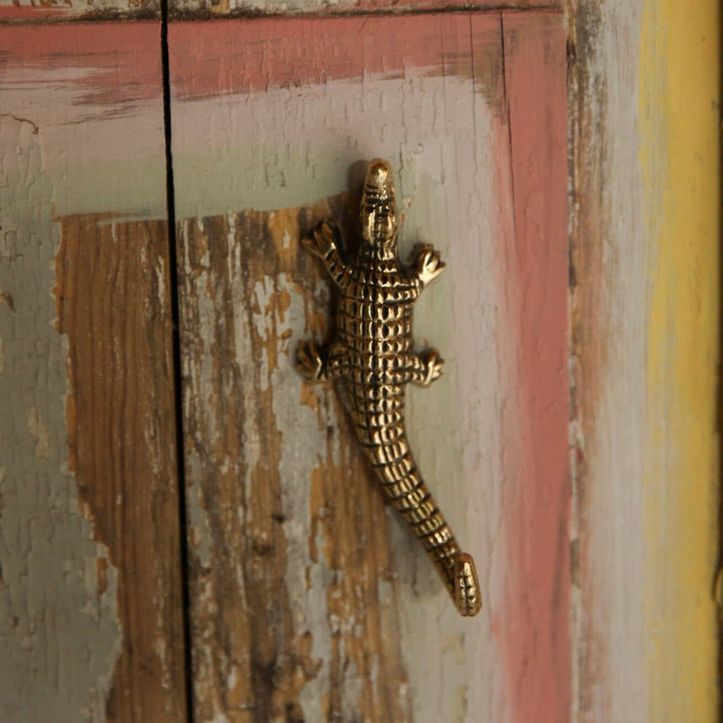Brass Crocodile Wall Hook Alligator Dragon Design Handmade Hanging Decor  RU122 
